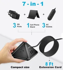 Ổ Cắm Điện Đa Năng HeahGite GL202007 - Thiết Kế Kim Tự Tháp, 3 Ổ Cắm AC, 3 Cổng USB, Sạc Nhanh PD 20W, Bảo Vệ Quá Tải, Tiện Lợi Cho Gia Đình