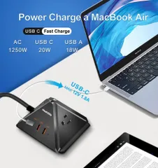Ổ Cắm Điện Đa Năng HeahGite GL202007 - Thiết Kế Kim Tự Tháp, 3 Ổ Cắm AC, 3 Cổng USB, Sạc Nhanh PD 20W, Bảo Vệ Quá Tải, Tiện Lợi Cho Gia Đình