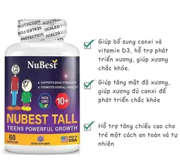 Viên Uống Hỗ Trợ Tăng Chiều Cao Nubest 60 Viên Mỹ - Giải Pháp Tăng Trưởng Chiều Cao Cho Trẻ Trên 10 Tuổi, Dinh Dưỡng Tự Nhiên
