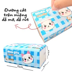 Giấy Ăn Con Mèo Trắng HANKY 300 Tờ 4 Lớp Siêu Dai Mềm Mại - Giấy Thấm Hút Tốt Cho Bé Yêu