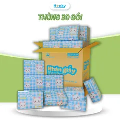 Giấy Ăn Con Mèo Trắng HANKY 300 Tờ 4 Lớp Siêu Dai Mềm Mại - Giấy Thấm Hút Tốt Cho Bé Yêu