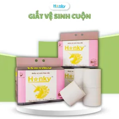 Giấy Vệ Sinh Cuộn Cao Cấp HANKY 4 Lớp Không Chất Tẩy Trắng, Siêu Dai, Tiết Kiệm, An Toàn Cho Sức Khỏe - Gói 6 Cuộn