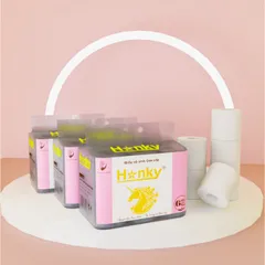 Giấy Vệ Sinh Cuộn Cao Cấp HANKY 4 Lớp Không Chất Tẩy Trắng, Siêu Dai, Tiết Kiệm, An Toàn Cho Sức Khỏe - Gói 6 Cuộn