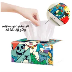 Giấy Ăn HANKY Gấu Trúc 300 Tờ 4 Lớp Siêu Dai Mềm Mại - An Toàn Cho Em Bé, Thấm Hút Tốt, Độ Dai Tự Nhiên
