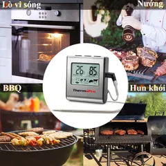 Nhiệt Kế Lò Nướng Kỹ Thuật Số ThermoPro TP16 Nhật Bản - Hẹn Giờ, Báo Thức, Đo Nhiệt Độ Thịt Chính Xác