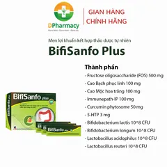 Men vi sinh  BifiSanfo Plus,h ỗ trợ giảm  viêm đại tràng, HCRKT, hộp 12 gói