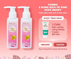 Bộ Dung Dịch Vệ Sinh Phụ Nữ Rose Merry 120ml và Kem Chống Nắng MELISA SPF50+60g - Hỗ Trợ Phòng Ngừa Viêm Nhiễm, Khử Mùi, Dưỡng Ẩm