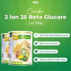 Combo 2 Lon 750gr Sữa Hạt Ngũ Cốc 25 Beta Glucare - Thực Phẩm Chức Năng Cho Người Tiểu Đường, Hỗ Trợ Tim Mạch, Không Đường Tinh Luyện