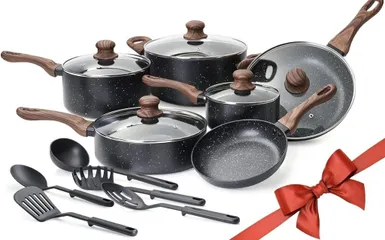 Bộ nồi, chảo 16 món Allgetc - Dùng được bếp từ, không chứa PFOA, chuẩn FDA Mỹ - Dụng cụ nấu ăn an toàn và tiện lợi cho gia đình