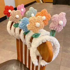 Cài Tóc Họa Tiết Hoa Nhiều Màu - Bờm Tóc Vải Lamb Plush Dễ Dàng Mang Theo, Phong Cách Hoạt Hình Vui Nhộn Cho Mọi Dịp