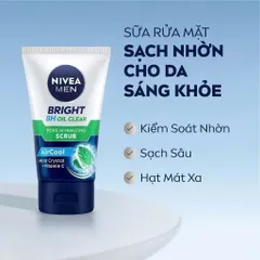Sữa Rửa Mặt NIVEA MEN Bright Oil Clear Scrub Kiểm Soát Nhờn Sạch Sâu 100g 215208