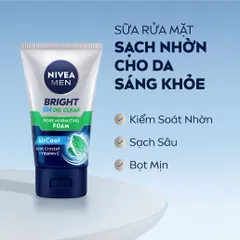 Sữa Rửa Mặt NIVEA MEN Bright Oil Clear Bọt Mịn Kiểm Soát Nhờn, Sạch Sâu 100g 215211