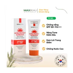 Kem Chống Nắng Kháng Nước Trắng Da Nâng Tone Maxbeau Ultra Protect 70ml - SPF50+ PA+++ Bảo Vệ Da Khỏi Tia UV