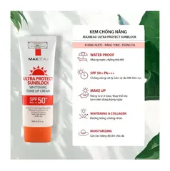 Kem Chống Nắng Kháng Nước Trắng Da Nâng Tone Maxbeau Ultra Protect 70ml - SPF50+ PA+++ Bảo Vệ Da Khỏi Tia UV