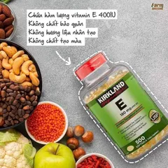Viên Uống Vitamin E Kirkland Signature 400 I.U 500 Viên - Chống Oxy Hóa, Làm Đẹp Da và Tăng Cường Sức Khỏe, Hàng Mỹ Chính Hãng