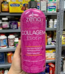 ​Collagen + Biotin Zena Liquid 900ml hỗ trợ da căng mịn, giảm nếp nhăn, tóc móng dẻo dai hơn hàng nội địa Mỹ