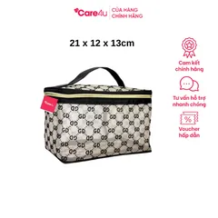 Túi đựng mỹ phẩm cao cấp Care4U họa tiết sang trọng 21x12x13 cm - Chất liệu chống nước, thiết kế thời trang, tiện lợi cho du lịch