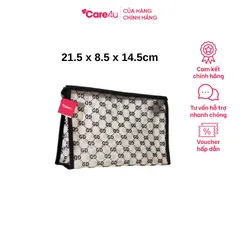 Túi Đựng Mỹ Phẩm Cao Cấp Care4U Họa Tiết Sang Trọng, Chất Liệu Chống Thấm Nước - Kích Thước 21.5x8.5x14.5 cm, Lý Tưởng Du Lịch
