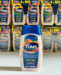 Kẹo ngậm giảm đầy hơi khó tiêu Tums Antacid Extra Strength 100 viên (đâu)