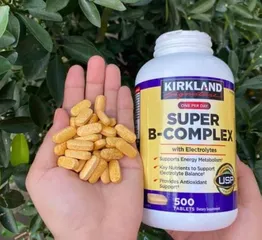 Viên uống Vitamin B tổng hợp Kirkland Super B Complex 500 viên - Tăng cường sức khỏe, năng lượng và hỗ trợ miễn dịch