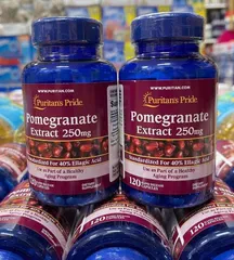 Viên Uống Lựu Chống Nắng Pomegranate Extract 250mg Puritan's Pride - Bảo Vệ Da Khỏi Tia UV, Cung Cấp Độ Ẩm, 120 Viên