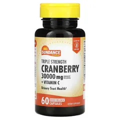 Viên uống hỗ trợ đường tiết niệu Cranberry Concentrate 30000mg + Vitamin C - 60 viên tăng cường sức khỏe từ Sundance, Mỹ