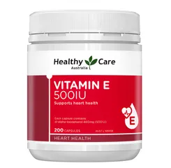 Viên uống Vitamin E Healthy Care 500IU 200 viên - Dinh dưỡng cho làn da sáng mịn, hỗ trợ khỏe tim mạch và tóc chắc khỏe