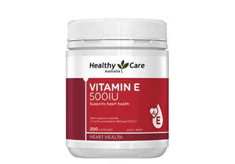 Viên uống Vitamin E Healthy Care 500IU 200 viên - Dinh dưỡng cho làn da sáng mịn, hỗ trợ khỏe tim mạch và tóc chắc khỏe