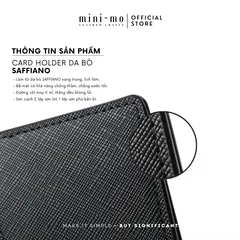 Ví thẻ MINI-MO da bò SAFFIANO, dáng đứng 9 ngăn thẻ, thiết kế đơn giản, thanh lịch, CH-02