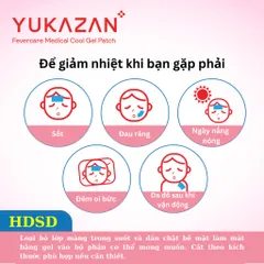 Miếng Dán Hạ Sốt Yukazan Cho Trẻ Em - Hộp 6 Miếng Hydrogel Hạ Nhiệt An Toàn, Giảm Sốt Nhanh Chóng, Thoải Mái Sử Dụng