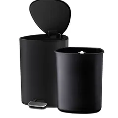 Thùng rác Joseph Joseph EasyStore Luxe Steel Pedal Bin 5L màu đen nhám - Thùng rác cao cấp sang trọng cho phòng ngủ, phòng khách, toilet