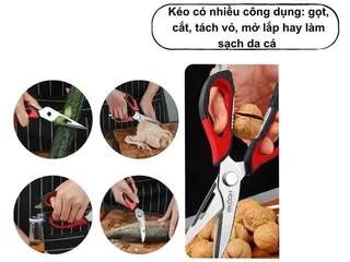 Kéo Cắt Đa Năng 5 Trong 1 GKÖCH - Công Cụ Bếp Tiện Lợi, Cắt Thịt, Gọt Rau, Khui Chai, Dễ Dàng Sử Dụng, Không Cần Thớt