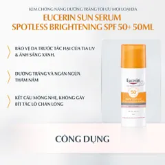 Kem Chống Nắng Eucerin Sun Serum SPF 50+ 50ml - Giúp Sáng Da, Bảo Vệ Tia UV, Giảm Thâm Nám, Phù Hợp Mọi Loại Da