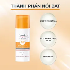 Kem Chống Nắng Eucerin Sun Serum SPF 50+ 50ml - Giúp Sáng Da, Bảo Vệ Tia UV, Giảm Thâm Nám, Phù Hợp Mọi Loại Da