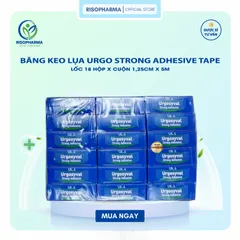 Băng Keo Lụa Y Tế Urgo Strong Adhesive Tape - Lốc 18 Hộp, Mỗi Hộp 1 Cuộn 1.25cm x 5m, Dính Chắc, Dùng Cho Da Nhạy Cảm