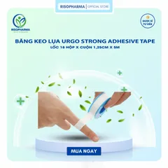 Băng Keo Lụa Y Tế Urgo Strong Adhesive Tape - Lốc 18 Hộp, Mỗi Hộp 1 Cuộn 1.25cm x 5m, Dính Chắc, Dùng Cho Da Nhạy Cảm