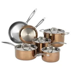Bộ nồi inox Ciwete 6 món cao cấp màu đồng SS1503-10PC - Bộ đồ bếp an toàn, sang trọng cho gia đình