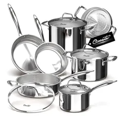 Bộ Nồi Inox Ciwete 7 Món SS0103-11PC - Chảo, Quánh, Nồi và Xửng Hấp Cao Cấp, An Toàn cho Mọi Bếp