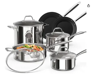 Bộ nồi inox Ciwete 6 món - 2 chảo chống dính, 1 quánh, 2 nồi chất liệu inox 304 an toàn sức khỏe, thích hợp mọi loại bếp