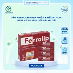 Sắt Bột Ferrolip Uga Nhập Khẩu Italia - Bổ Sung Sắt Dễ Dàng Cho Mẹ Bầu & Người Thiếu Máu - Hộp 20 Gói Tan Ngay Trong Miệng