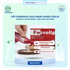 Sắt Bột Ferrolip Uga Nhập Khẩu Italia - Bổ Sung Sắt Dễ Dàng Cho Mẹ Bầu & Người Thiếu Máu - Hộp 20 Gói Tan Ngay Trong Miệng