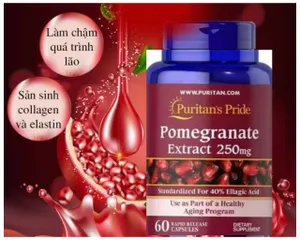 Viên uống tinh chất Lựu đỏ Pomegranate Extract 250mg - Trắng da, chống nắng, giảm nám, hàng nhập Mỹ, 60 viên