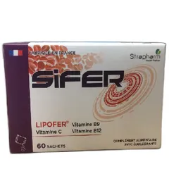 Sắt Sifer Bổ Sung Sắt Sinh Học - Hỗ Trợ Cải Thiện Thiếu Máu, Sắt Lipofer® Kết Hợp Vitamin C & B12, Hộp 60 Gói