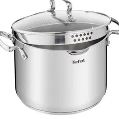 Nồi Luộc Gà Tefal Duetto Plus 28cm 10.4L - Thép Không Gỉ Chất Lượng Cao, Thiết Kế Thông Minh và An Toàn Cho Mọi Loại Bếp