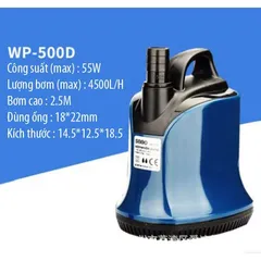 Bơm Hút Đáy SOBO WP 500D - Bơm Chìm An Toàn Đối Với Hồ Cá Cảnh, Hồ Koi, Sân Vườn, Lưu Lượng Cao 4500 Lít/H