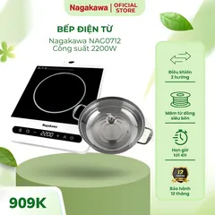 Bếp Từ Nagakawa NAG0712 - Điều Khiển Cảm Ứng 2 Hướng, Công Suất 2200W, Thiết Kế Sang Trọng, Bảo Hành 12 Tháng