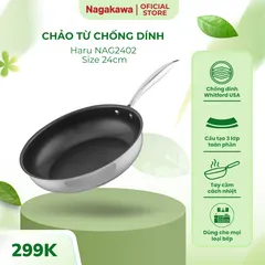 Chảo inox chống dính Nagakawa Haru NAG2402 (24cm) - Đa lớp, bền bỉ, sử dụng trên mọi loại bếp, dễ chùi rửa, an toàn cho sức khỏe