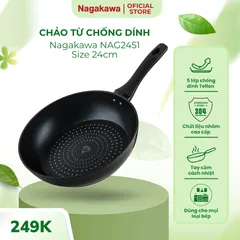Chảo Kim Cương Đáy Từ Nagakawa NAG2451 - Chất Liệu Nhôm Cao Cấp, Chống Dính 5 Lớp, Dùng Cho Mọi Loại Bếp, Hàng Chính Hãng