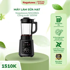 Máy làm sữa hạt đa năng Nagakawa NAG0824 - Thiết kế sang trọng 1.2L, 1200W, 7 chương trình nấu, tự động vệ sinh, gia dụng tiện ích