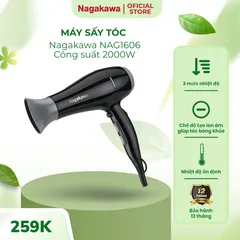 Máy Sấy Tóc Nagakawa NAG1606 2000W - 3 Mức Nhiệt, Chế Độ Tạo Ion, Thiết Kế Thời Trang, Bảo Hành 1 Năm, Tiết Kiệm Điện